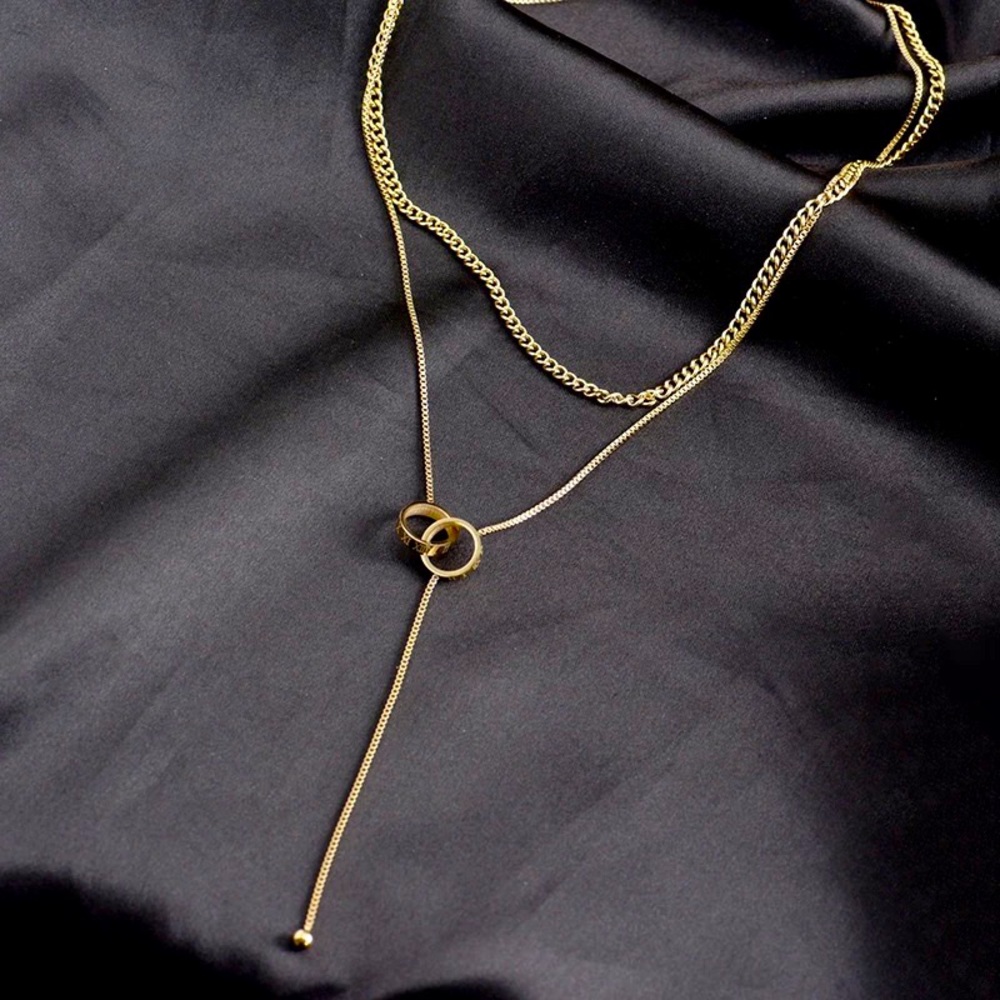 14k Gold Plated Double Loop layered Gold Chain